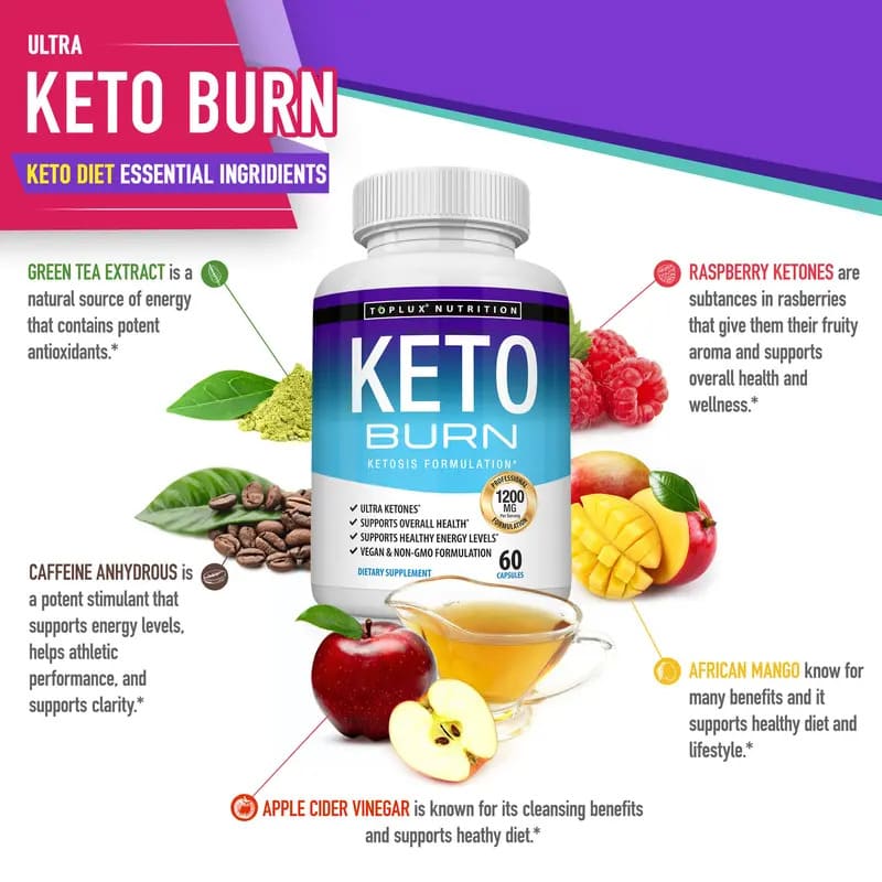 Keto Burn Pills Ketosis - 1200 Mg Ultra Advanced Natural Ketogenic Using Rapsberry Ketone Support Energy