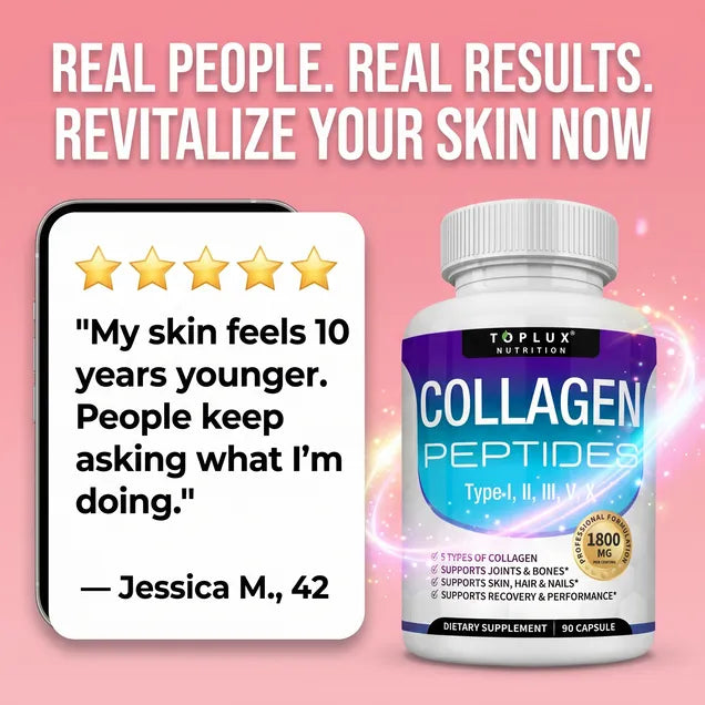 Collagen Peptides 5 Types Complex 1800mg US Made Dietary Supplement for Health Beauty Fitness 90 Capsules