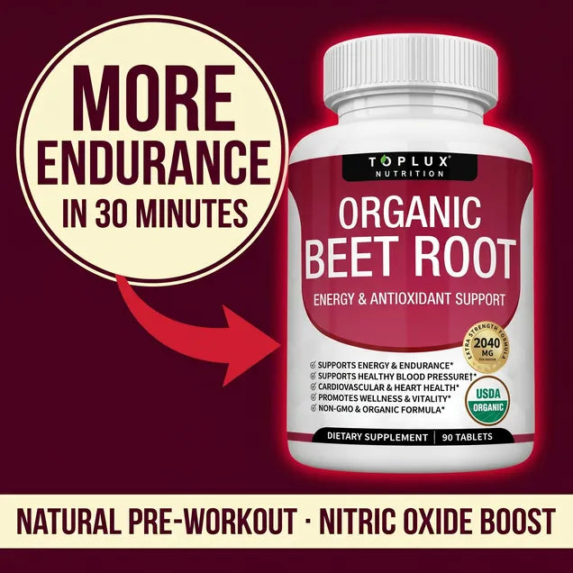 Organic Beet Root Tablets - Nitric Oxide Booster Beetroot Supplement 2040mg