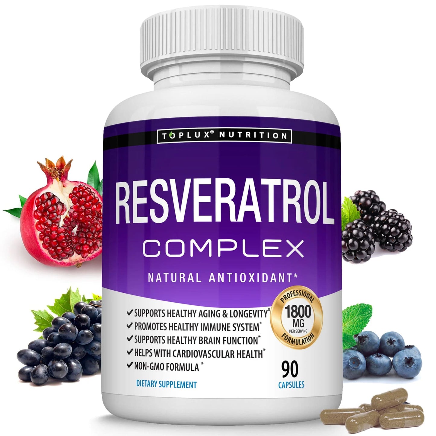 Resveratrol Supplement 1800mg Natural Antioxidant