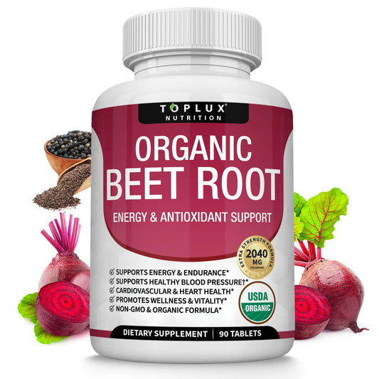 Organic Beet Root Tablets - Nitric Oxide Booster Beetroot Supplement 2040mg