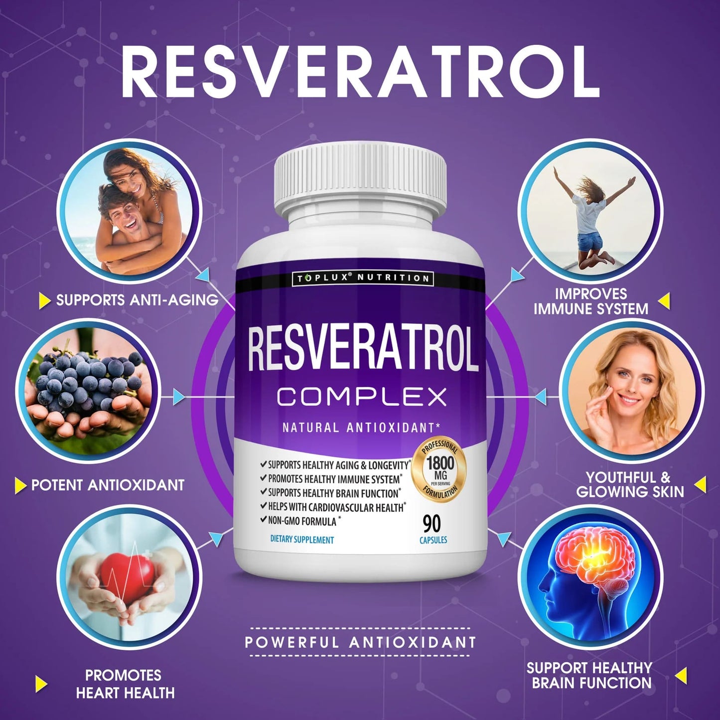 Resveratrol Supplement 1800mg Natural Antioxidant