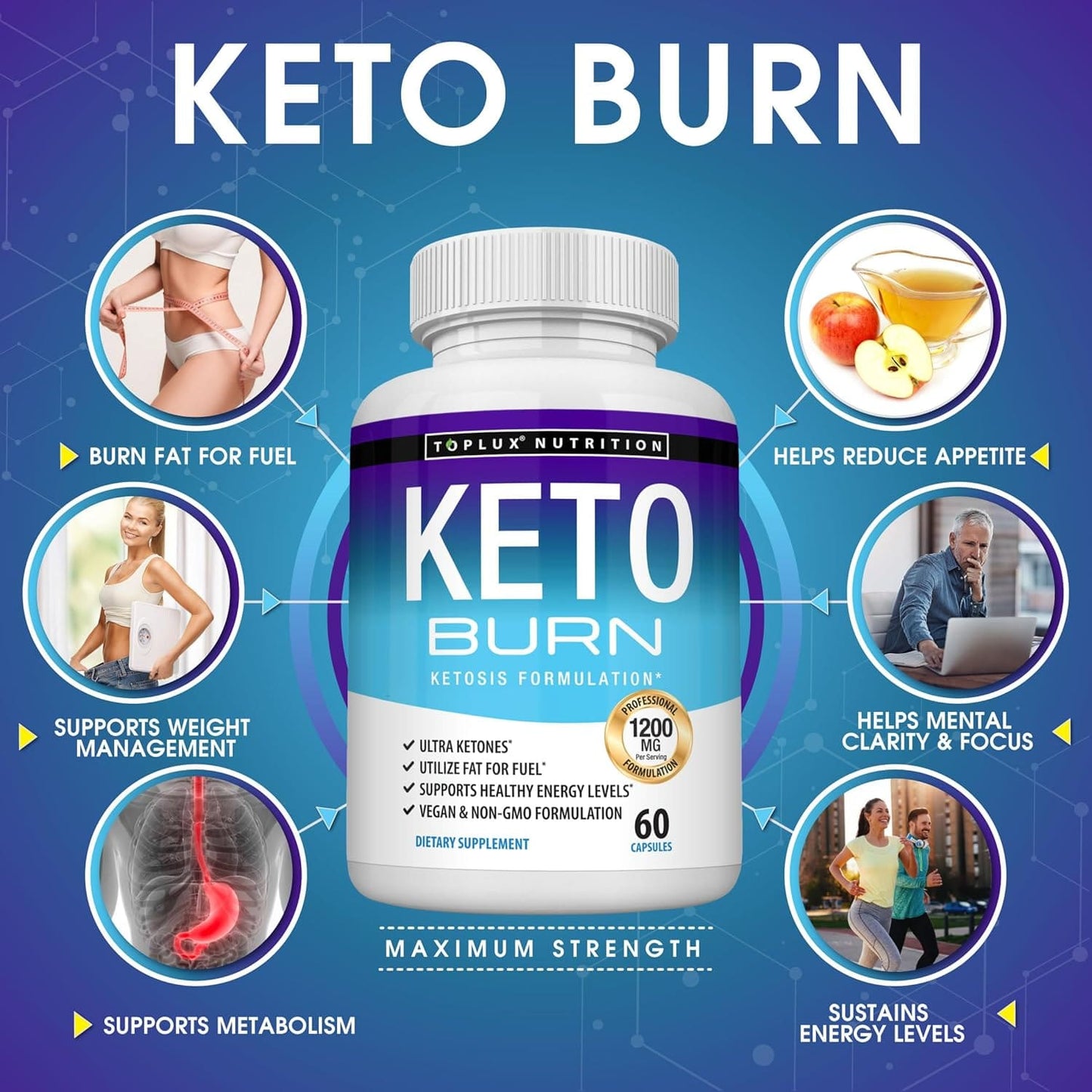 Keto Burn Pills Ketosis - 1200 Mg Ultra Advanced Natural Ketogenic Using Rapsberry Ketone Support Energy