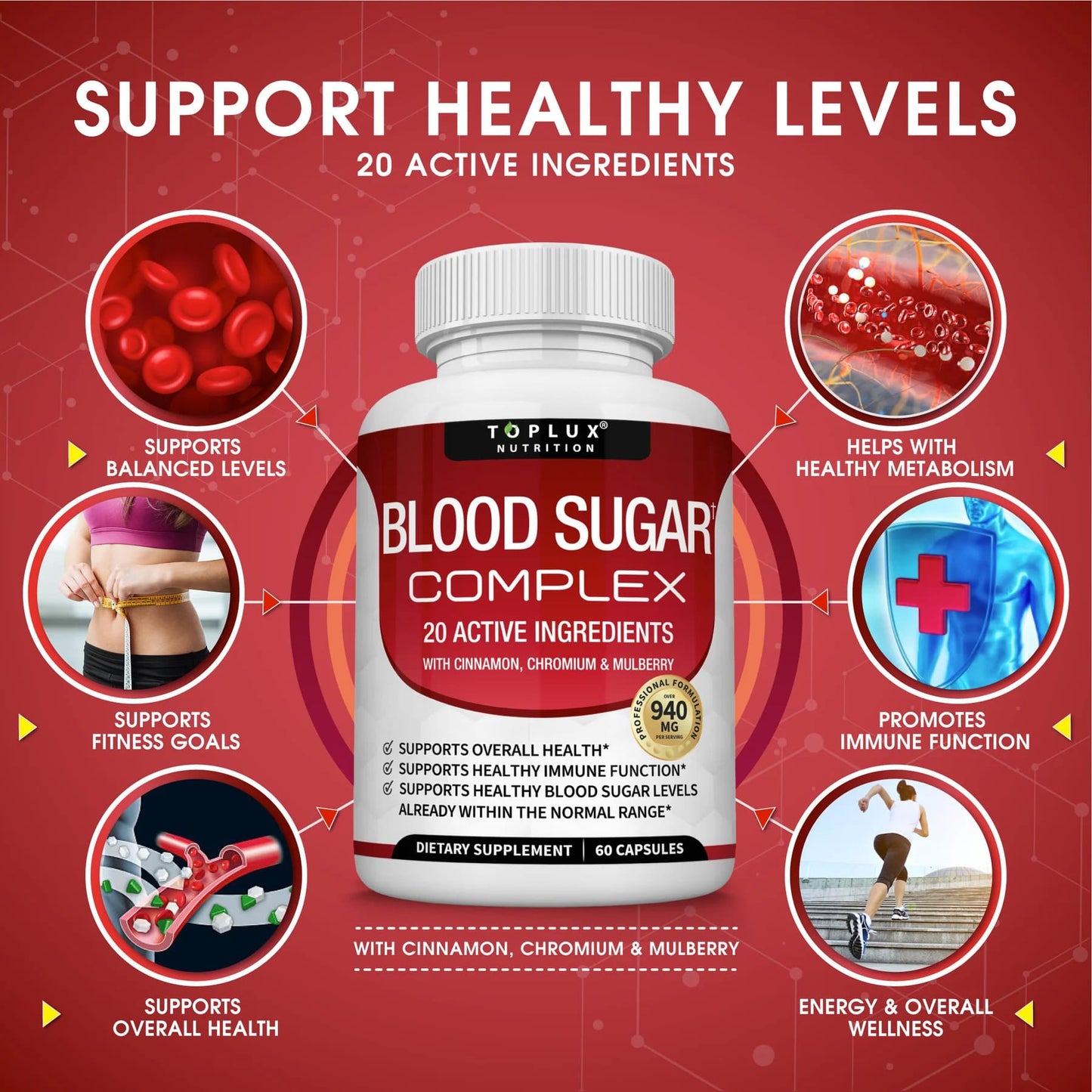 Blood Sugar Complex 20 Vitamins & Minerals Support Overall Health